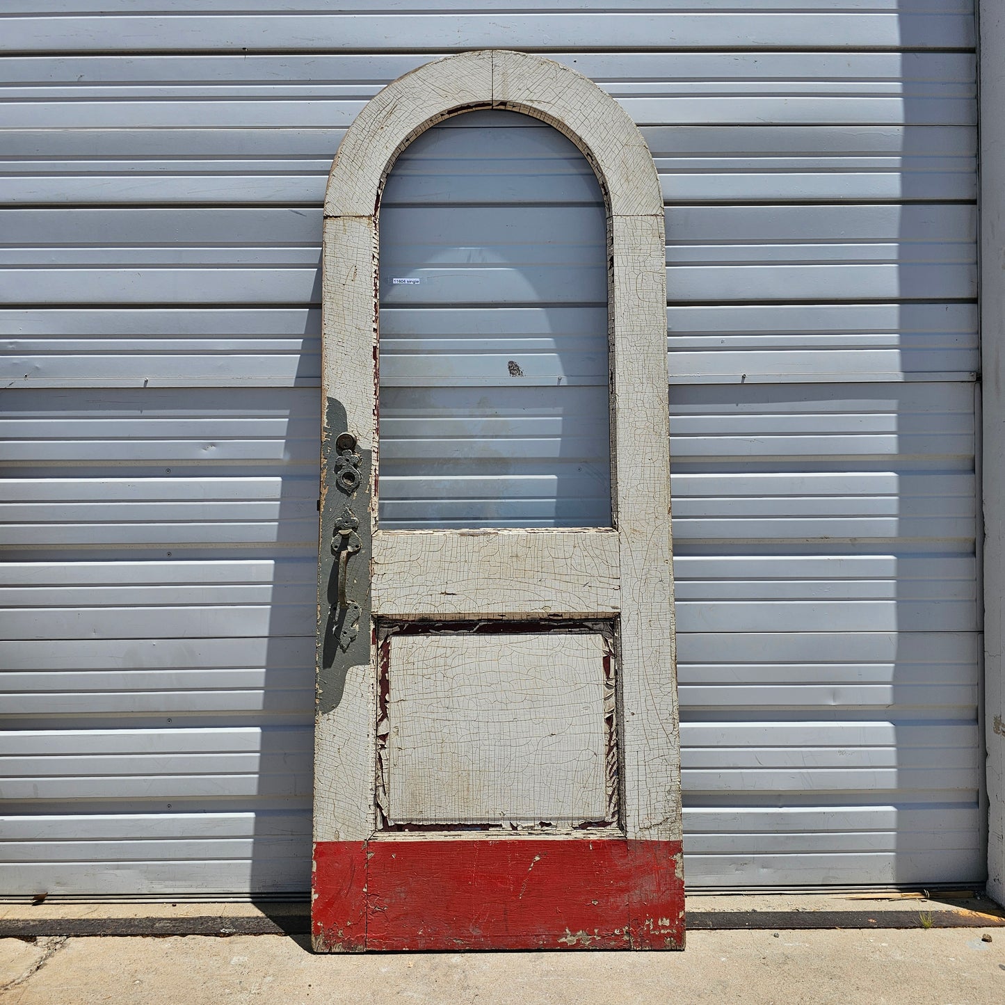 Single White & Red Arched (Half-Round) Antique Door