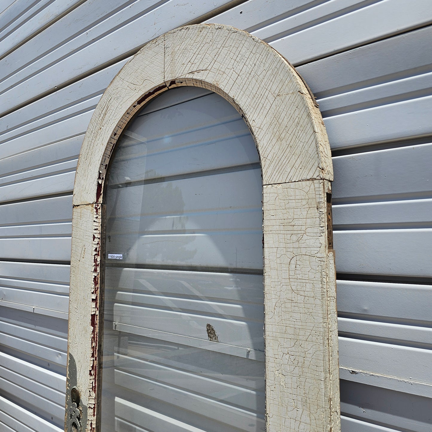 Single White & Red Arched (Half-Round) Antique Door