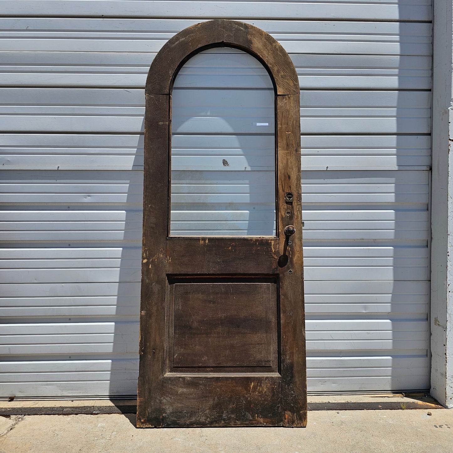 Single White & Red Arched (Half-Round) Antique Door