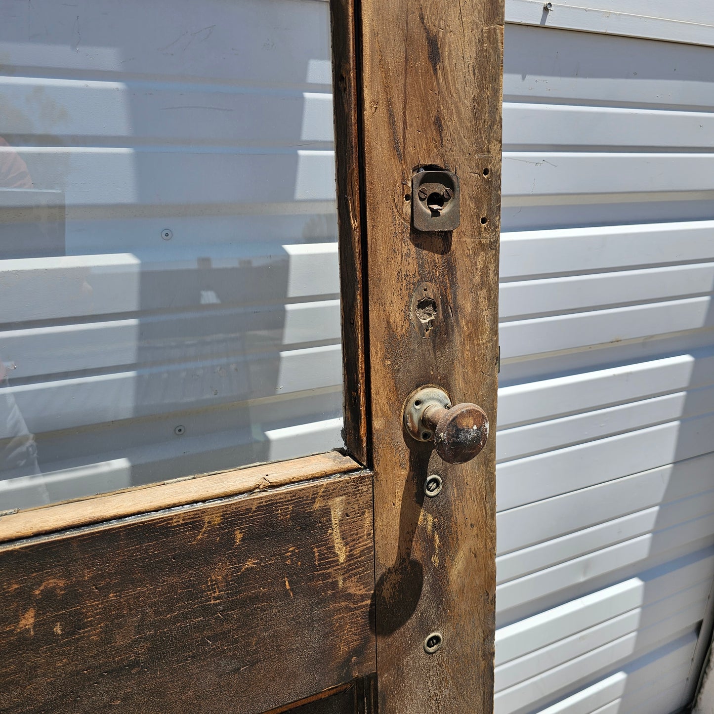 Single White & Red Arched (Half-Round) Antique Door