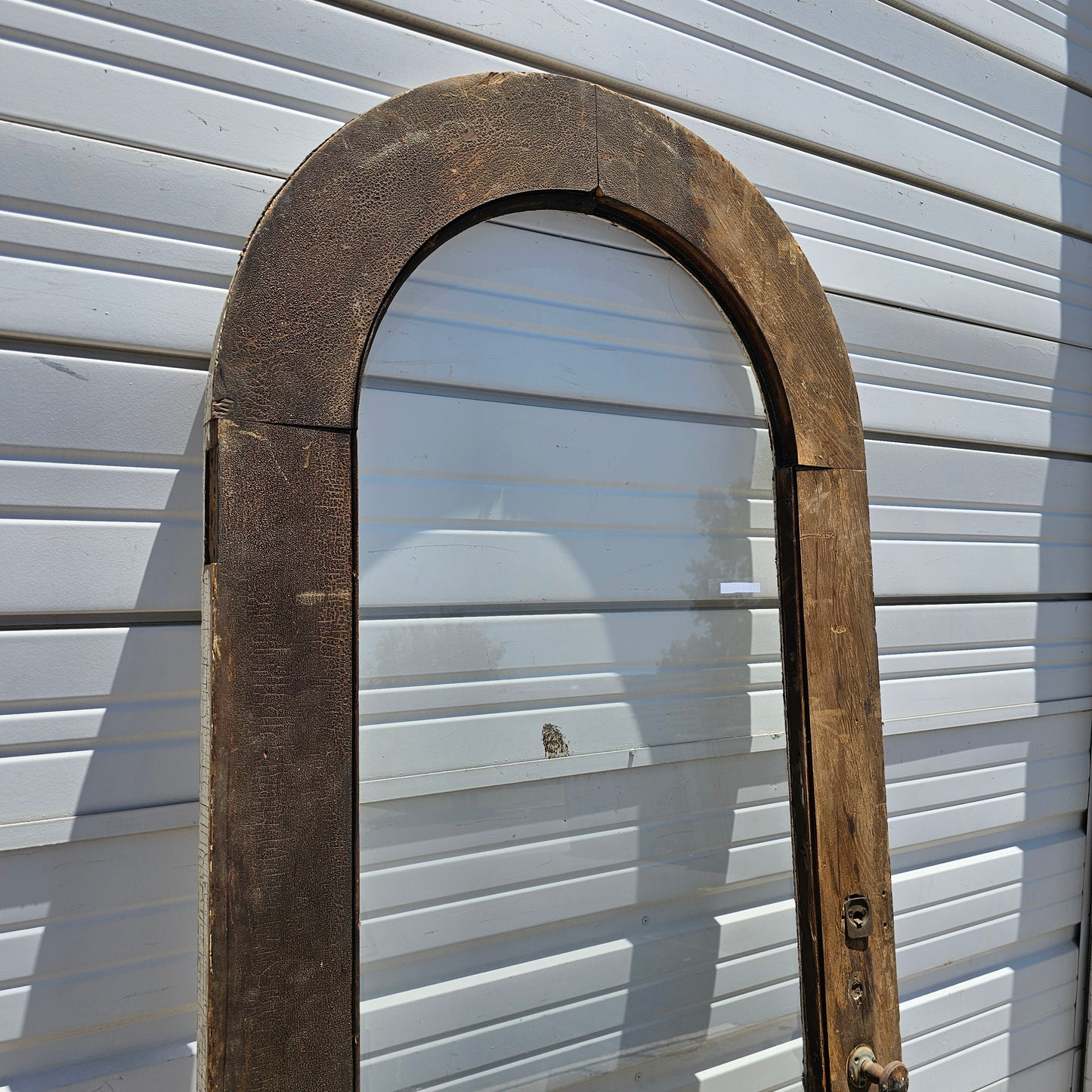 Single White & Red Arched (Half-Round) Antique Door