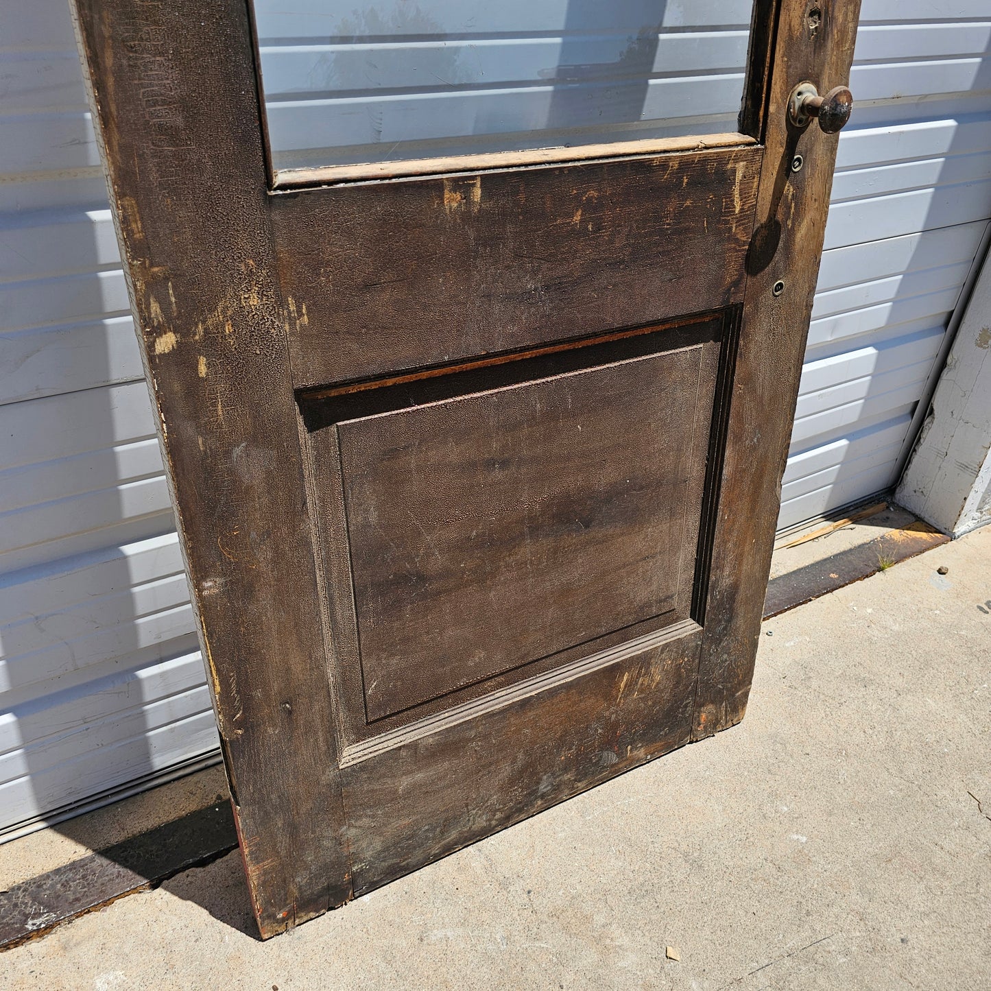 Single White & Red Arched (Half-Round) Antique Door