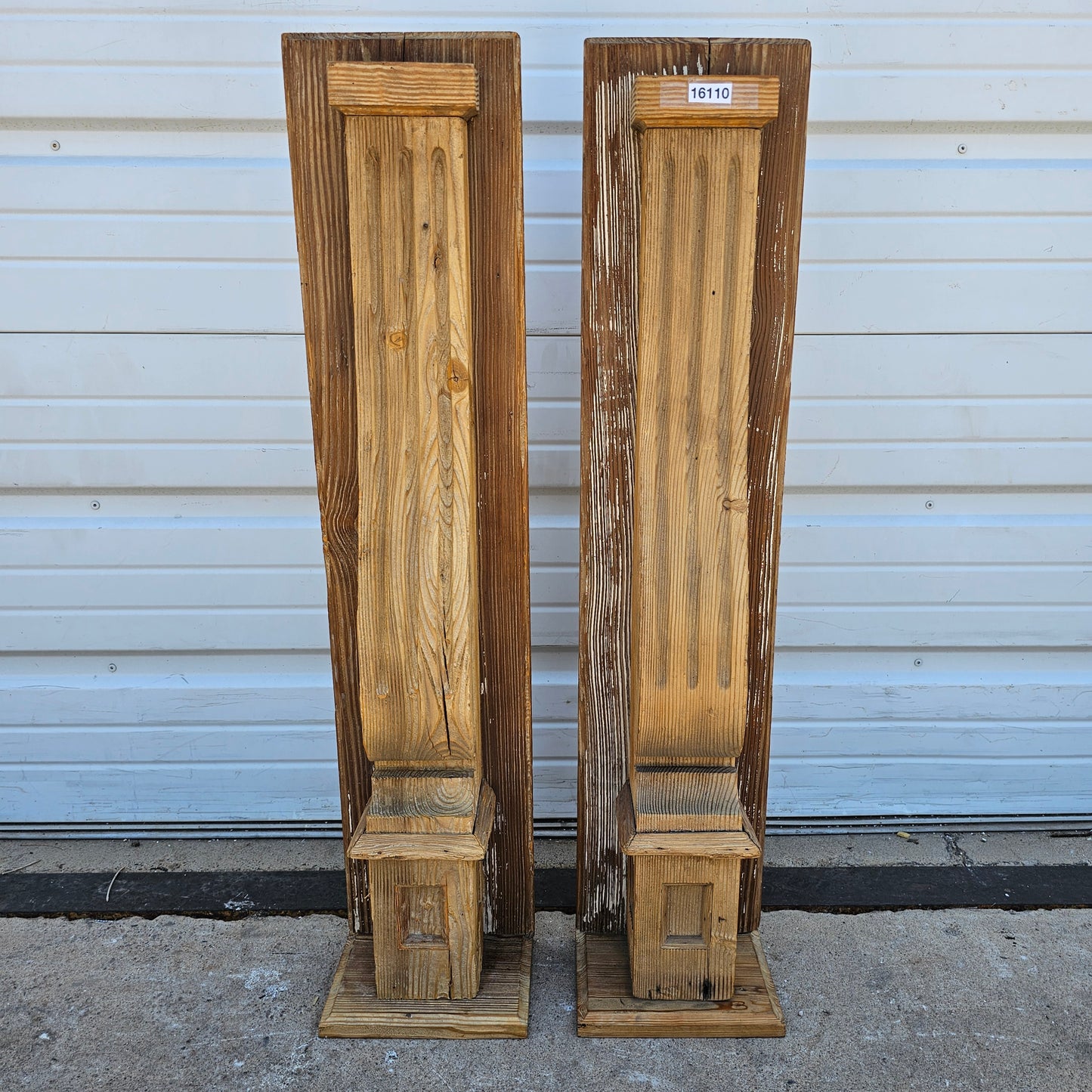 Pair of Stripped Wood Corbels