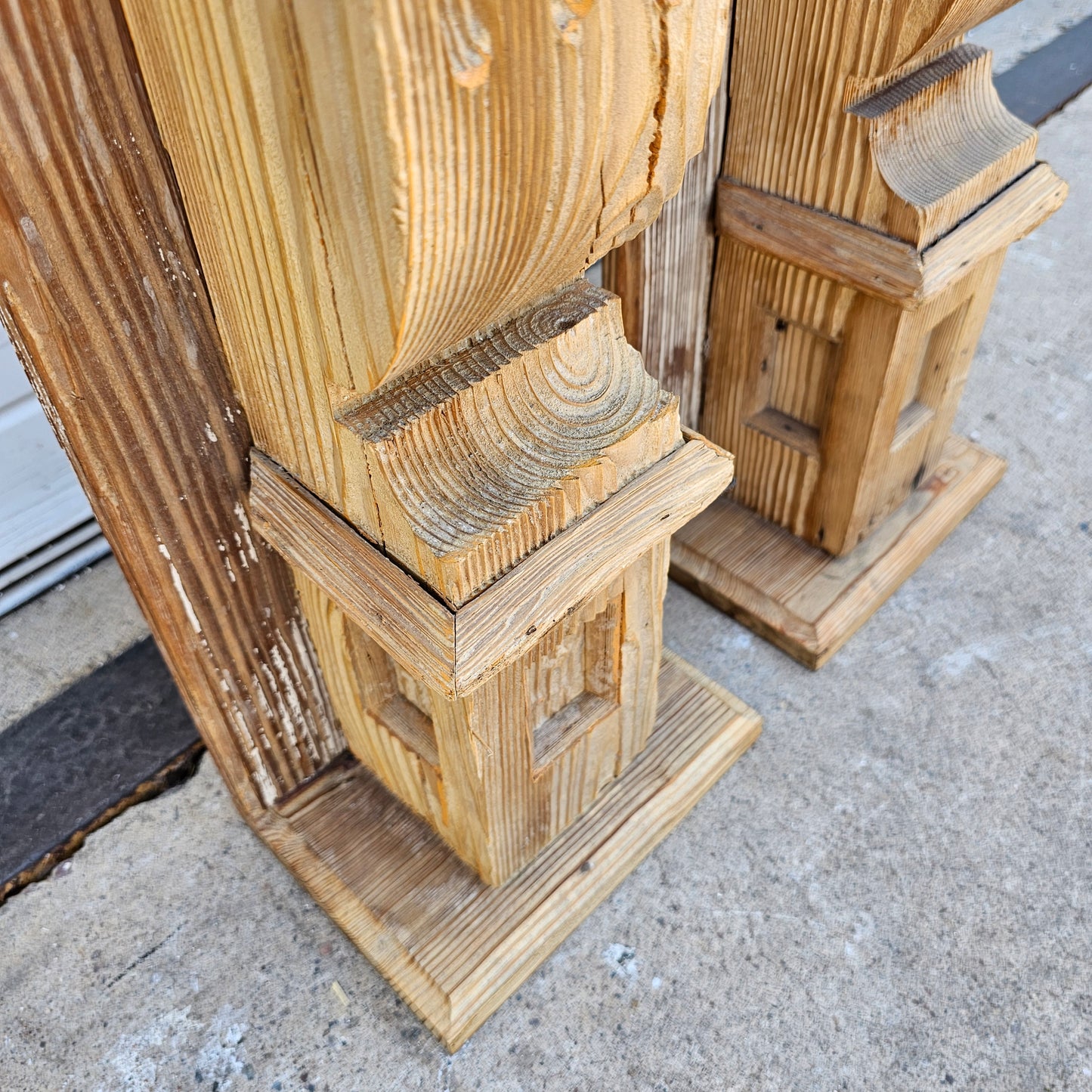 Pair of Stripped Wood Corbels