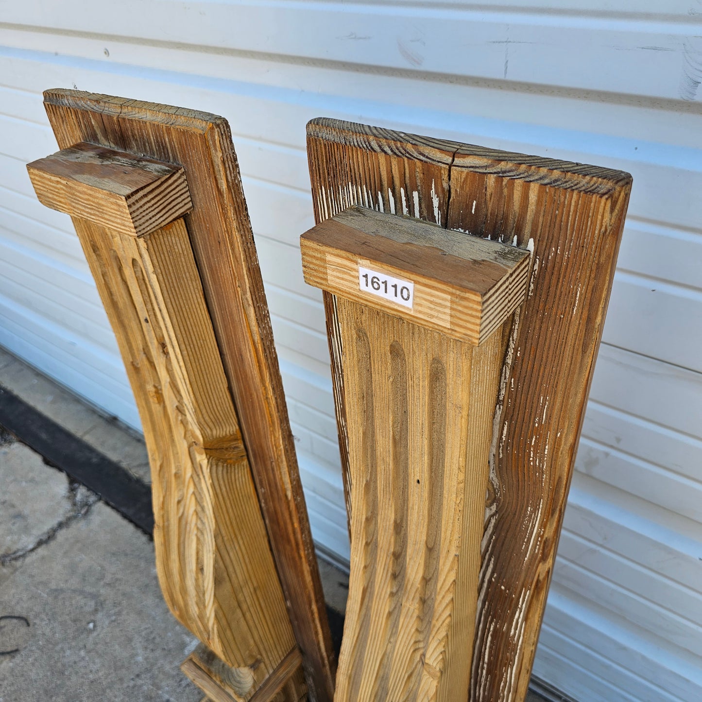 Pair of Stripped Wood Corbels
