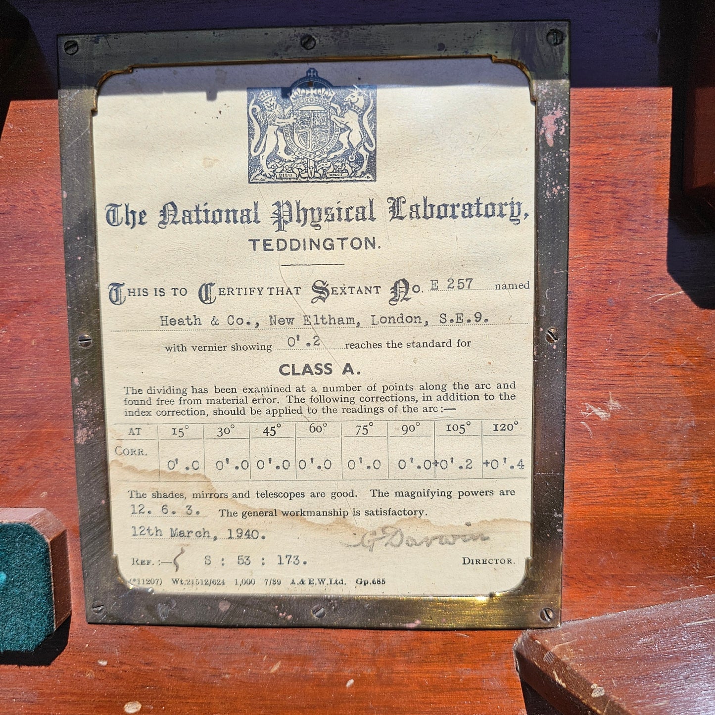 1940’s English Sextant in Wood Box (Decor)