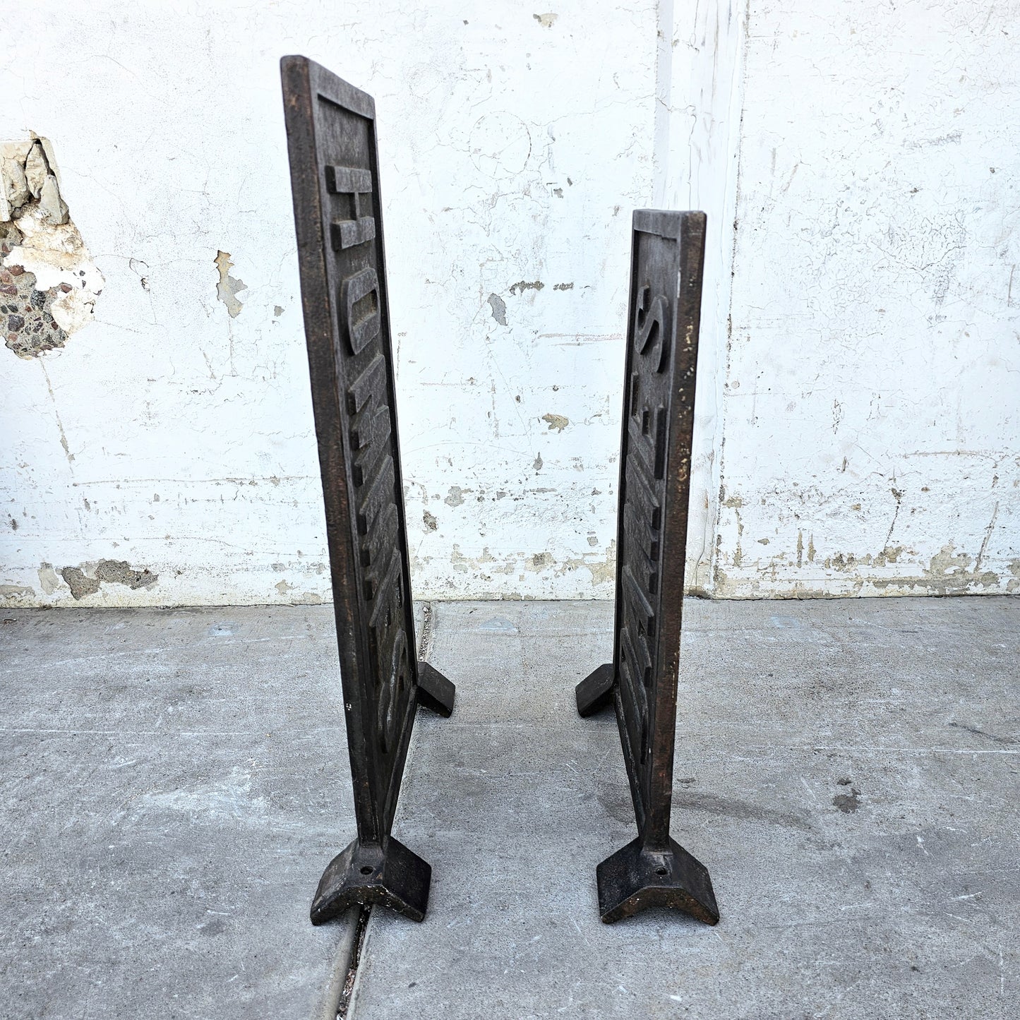 Pair of Dames & Hommes Iron Double Sided Signs
