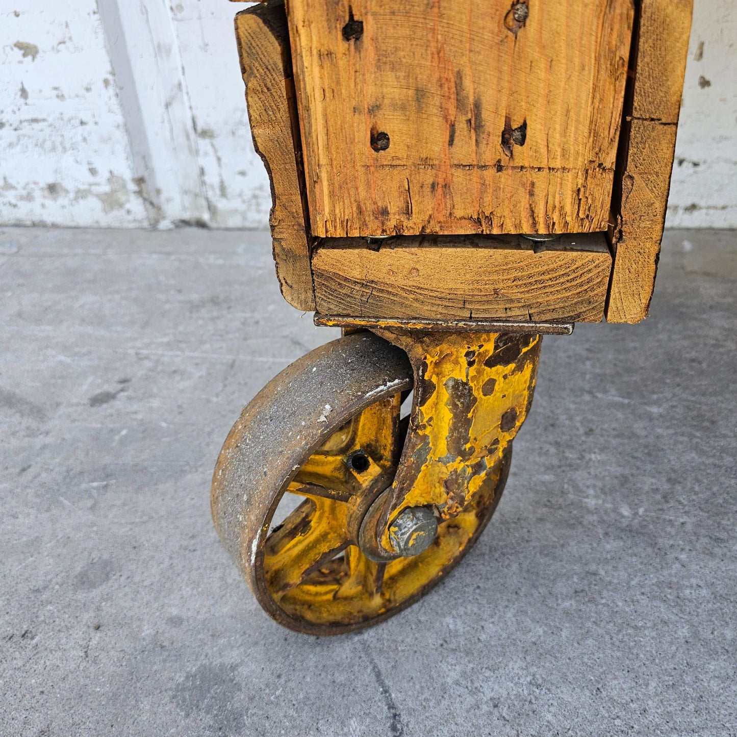 Industrial Wooden Work Table/Island on Casters