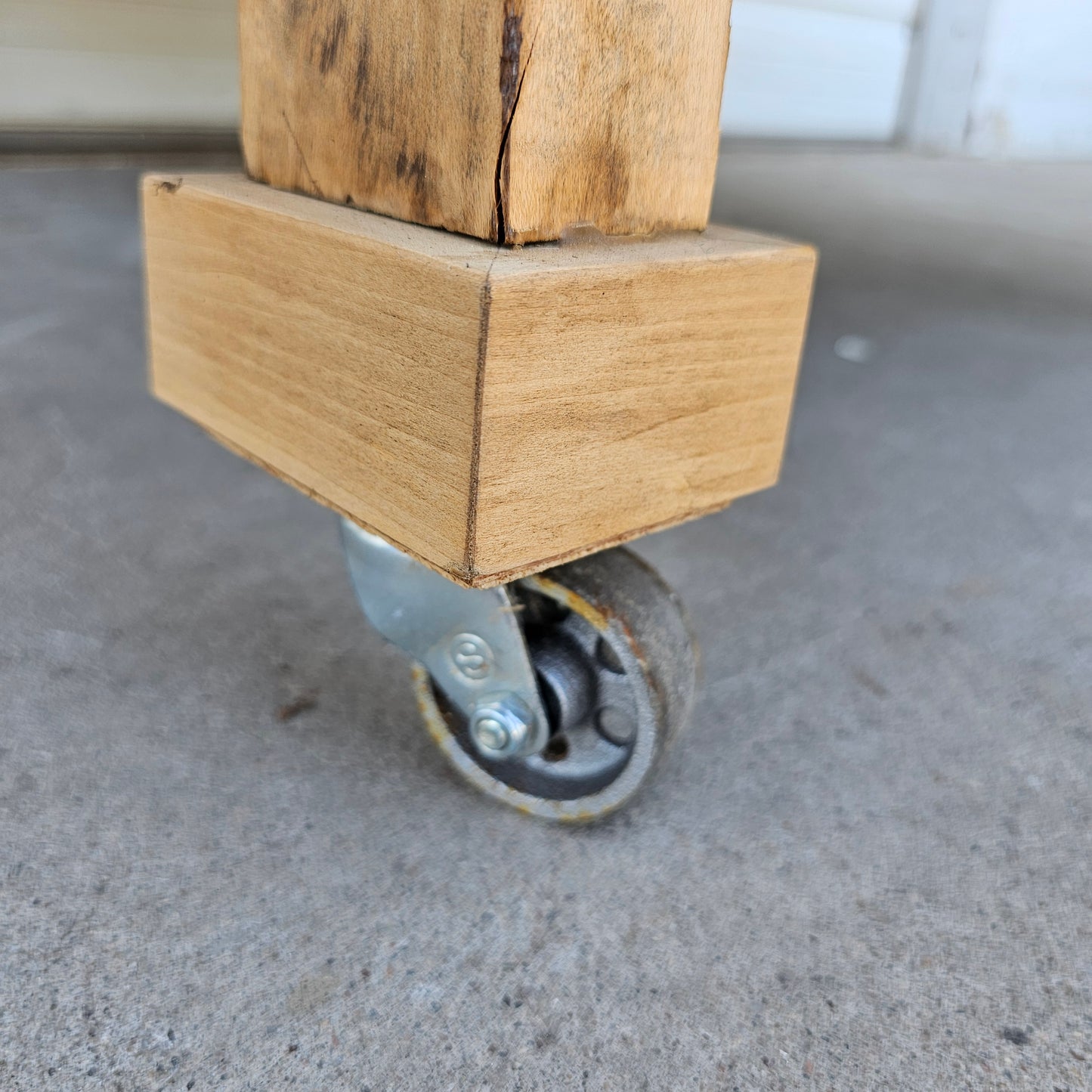Bleached Work Table w/Swing Out Seats