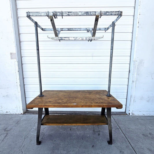 Industrial Butcher Block Pot Rack Island