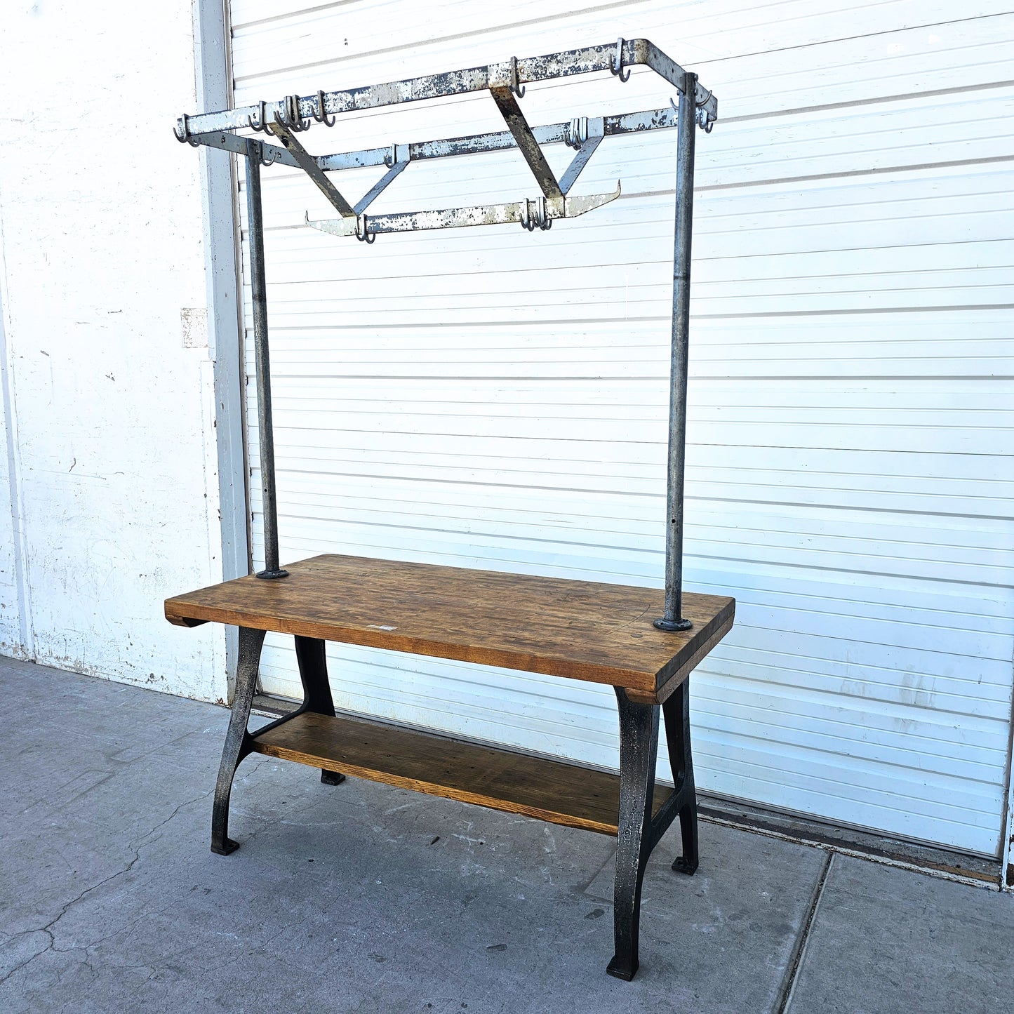 Industrial Butcher Block Pot Rack Island