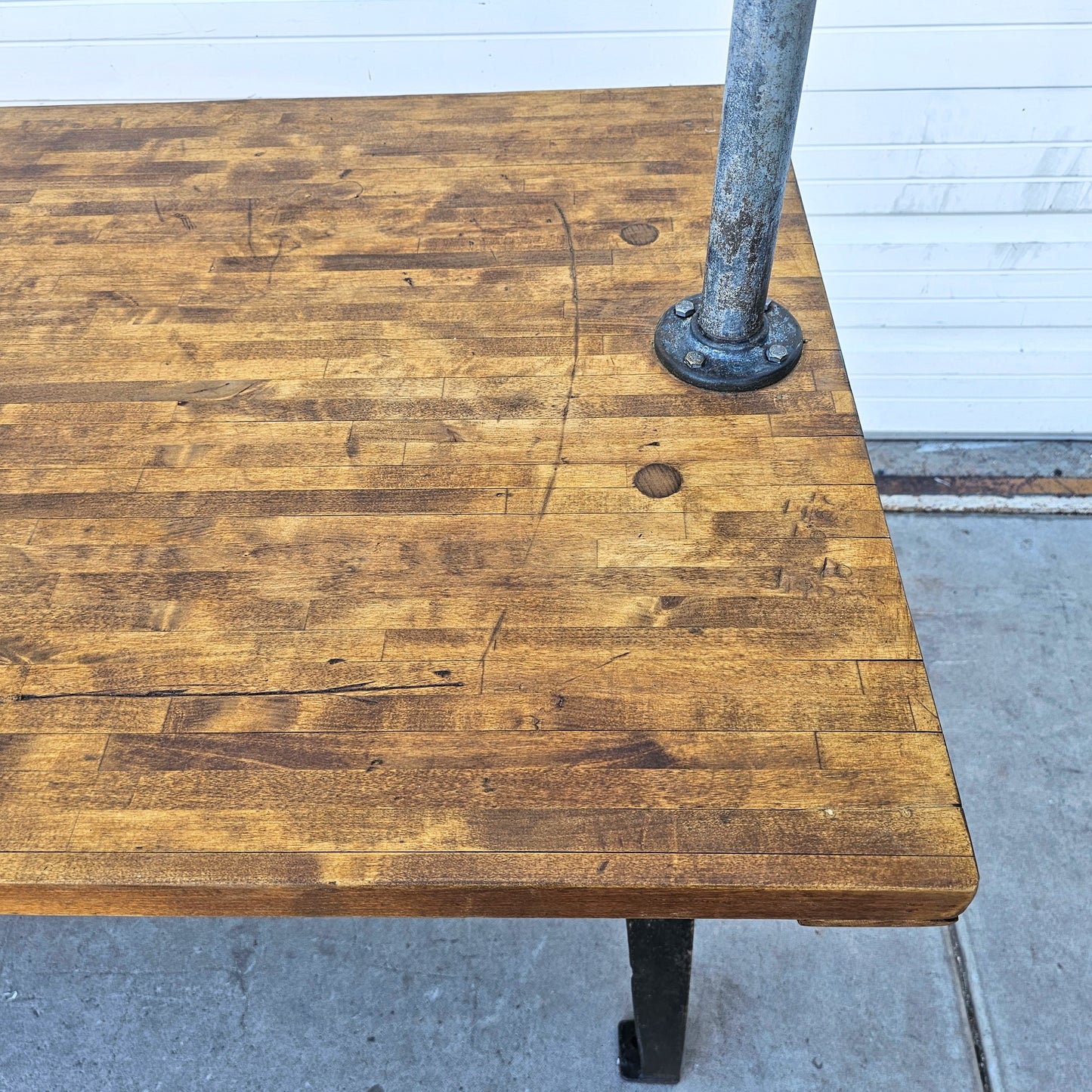 Industrial Butcher Block Pot Rack Island