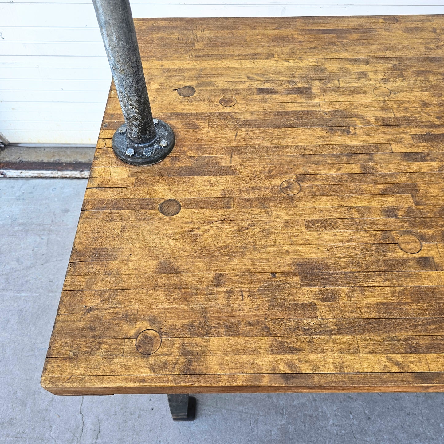 Industrial Butcher Block Pot Rack Island