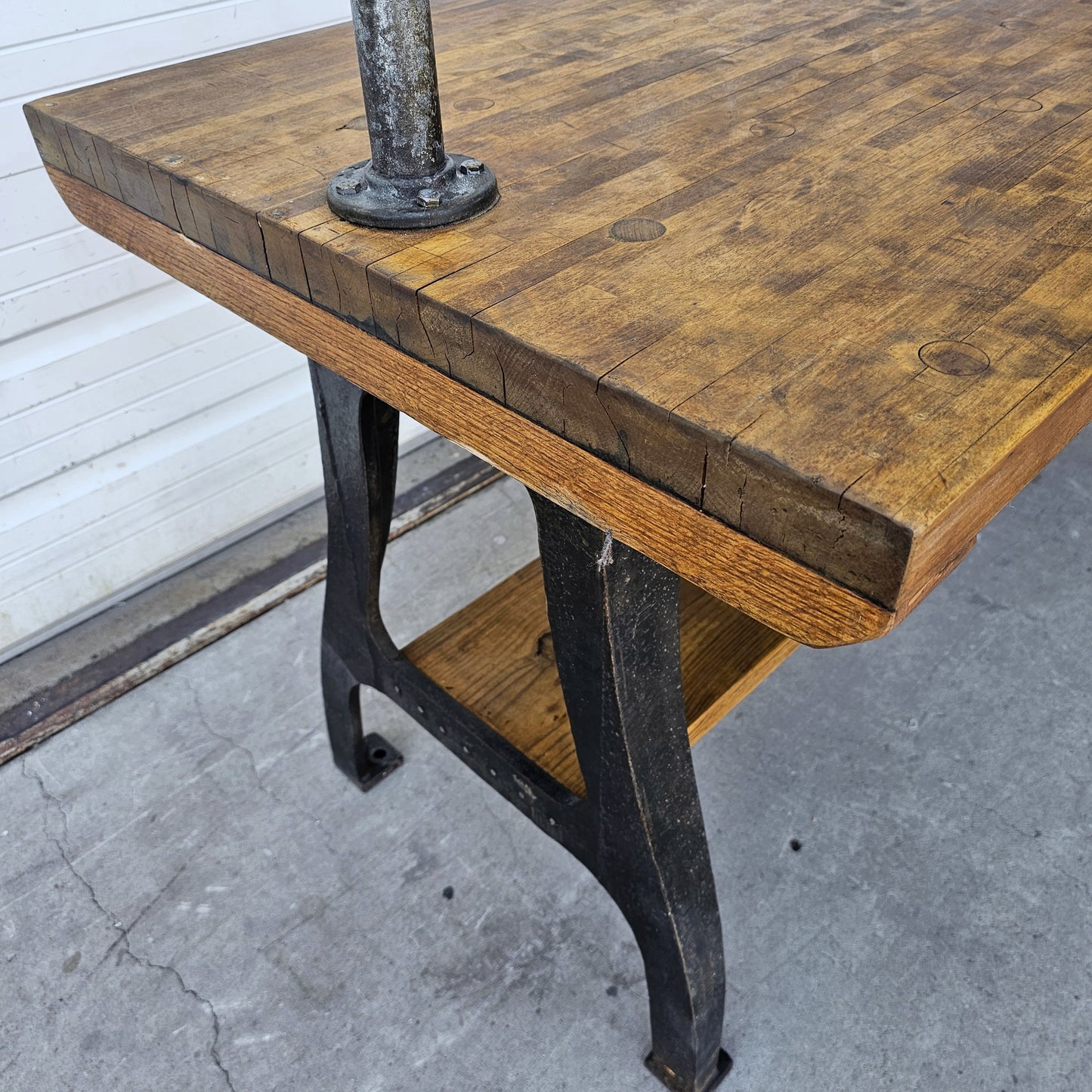 Industrial Butcher Block Pot Rack Island