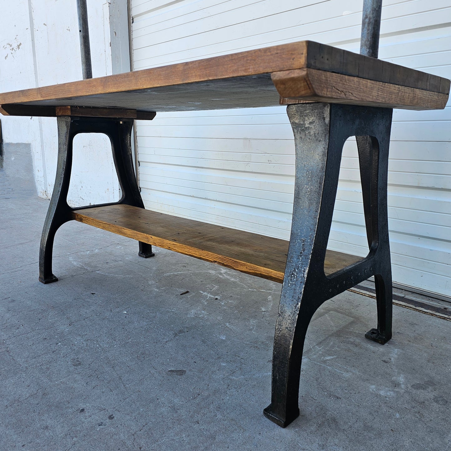 Industrial Butcher Block Pot Rack Island