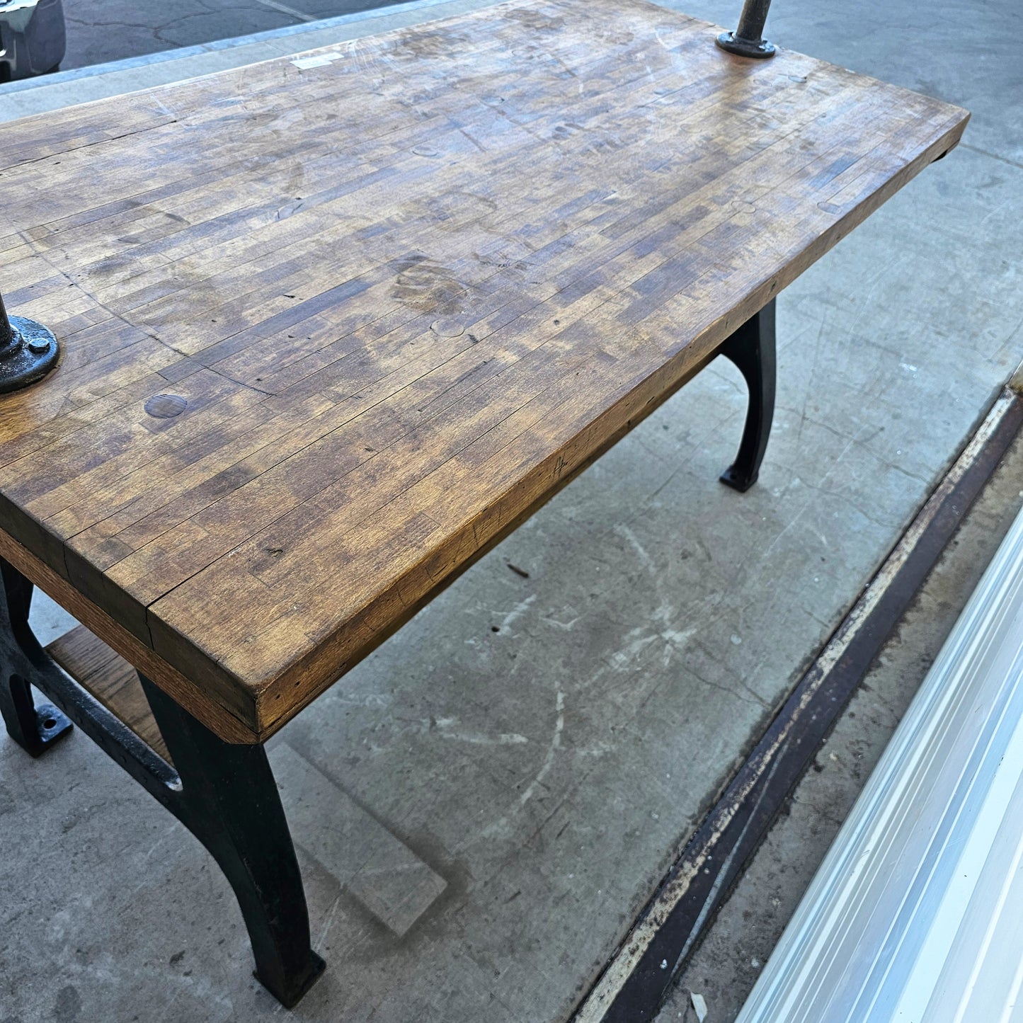 Industrial Butcher Block Pot Rack Island