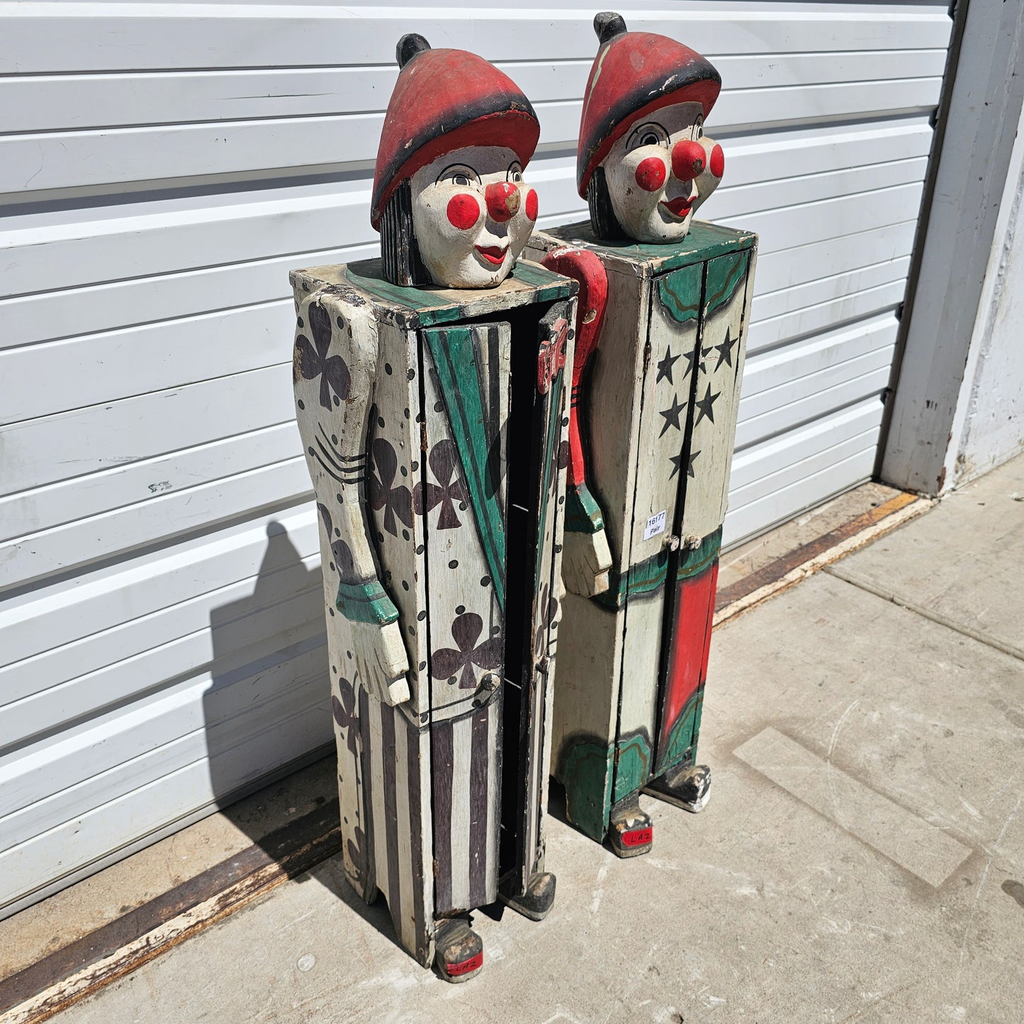 Pair of Folk Art Clown Cabinets