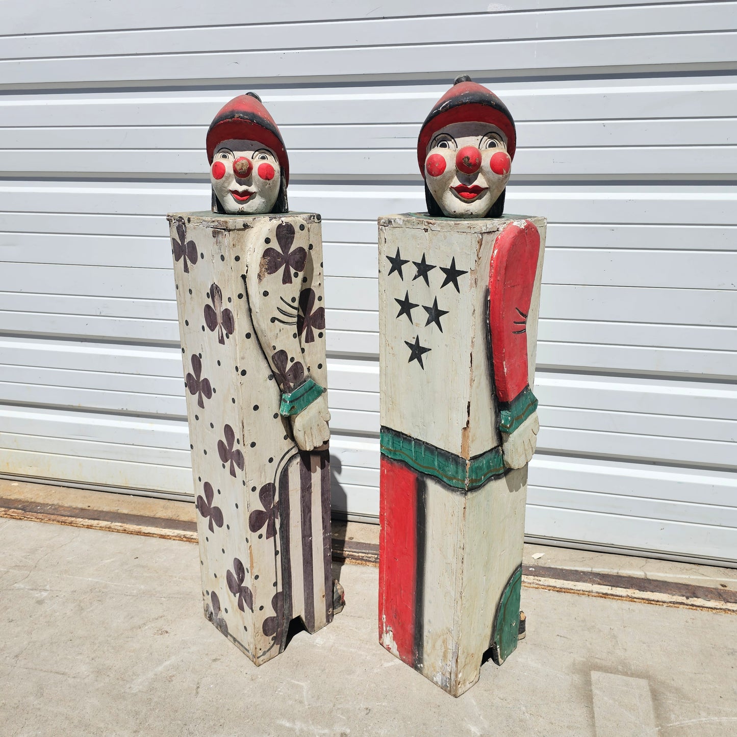 Pair of Folk Art Clown Cabinets