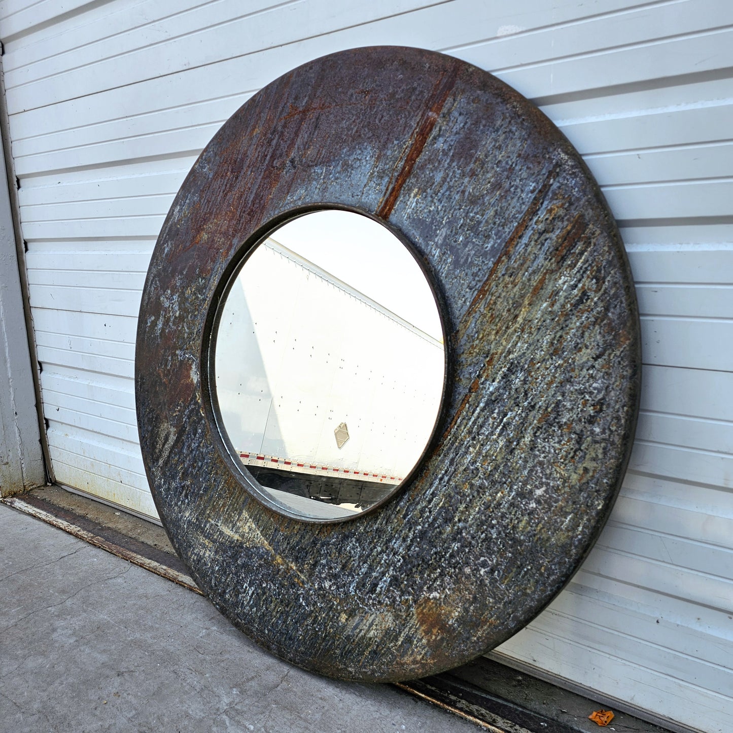 Round Industrial Galvanized Mirror