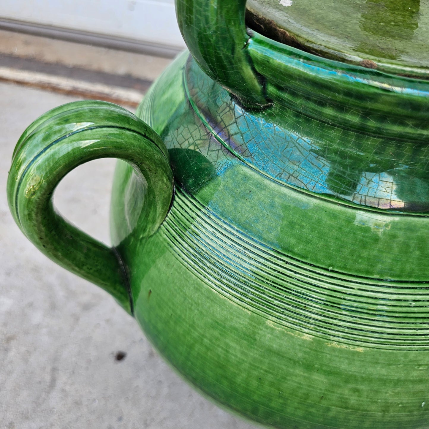 XL French Green Water Jug with Lid