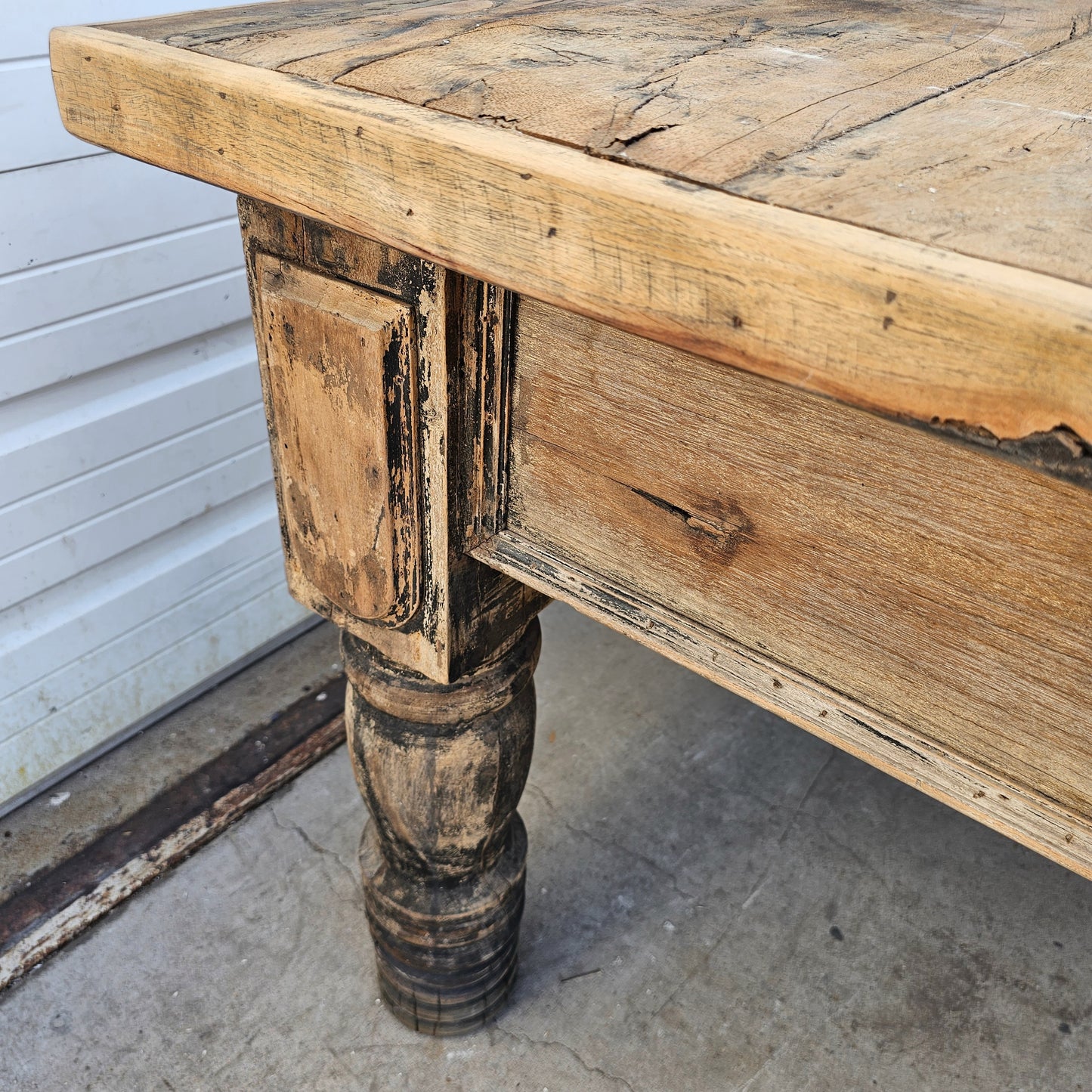Large Work Table with Turned Legs