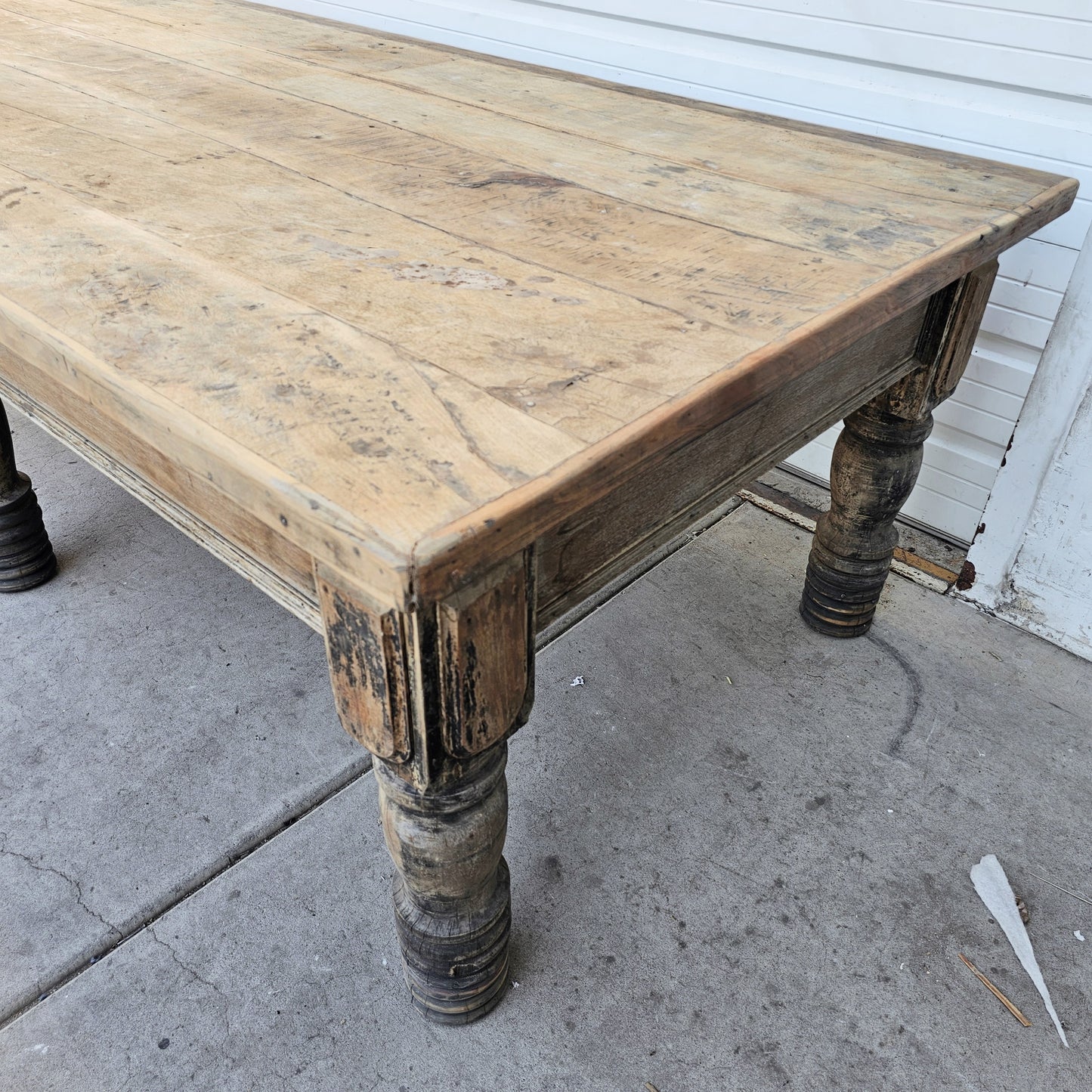 Large Work Table with Turned Legs