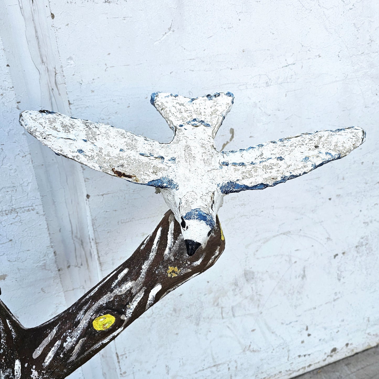 1920's French Cement Folk Art Tree Sculpture with Birds and Squirrel