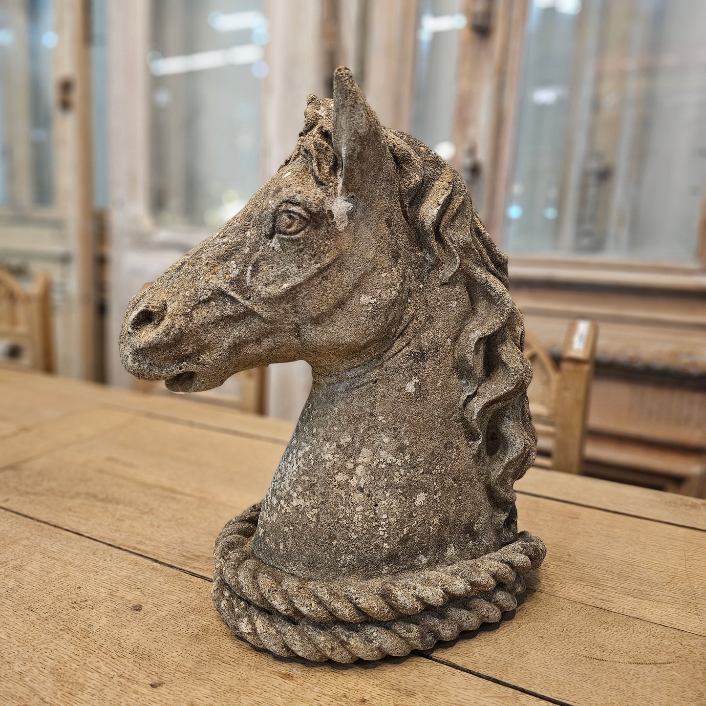 Single Concrete Horse Head Statue