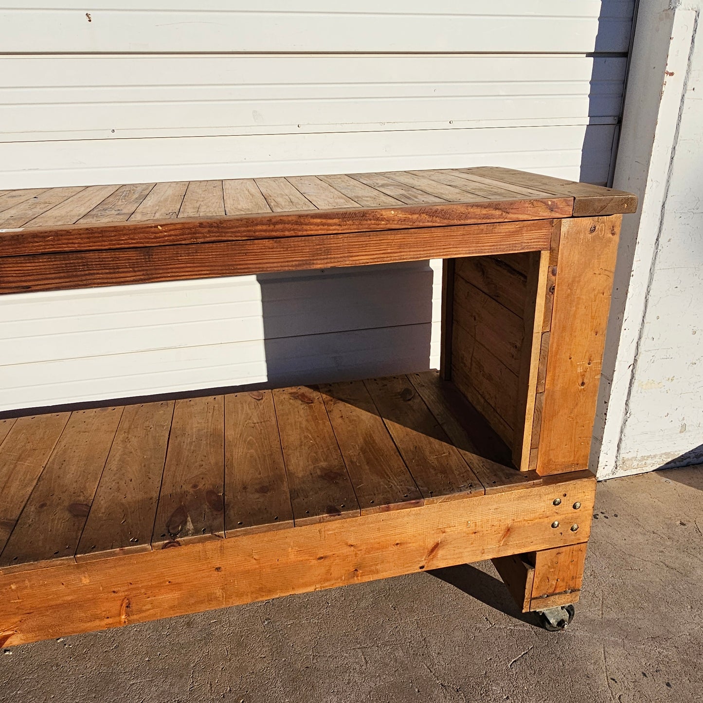 Long Wooden Industrial Work Table / Island