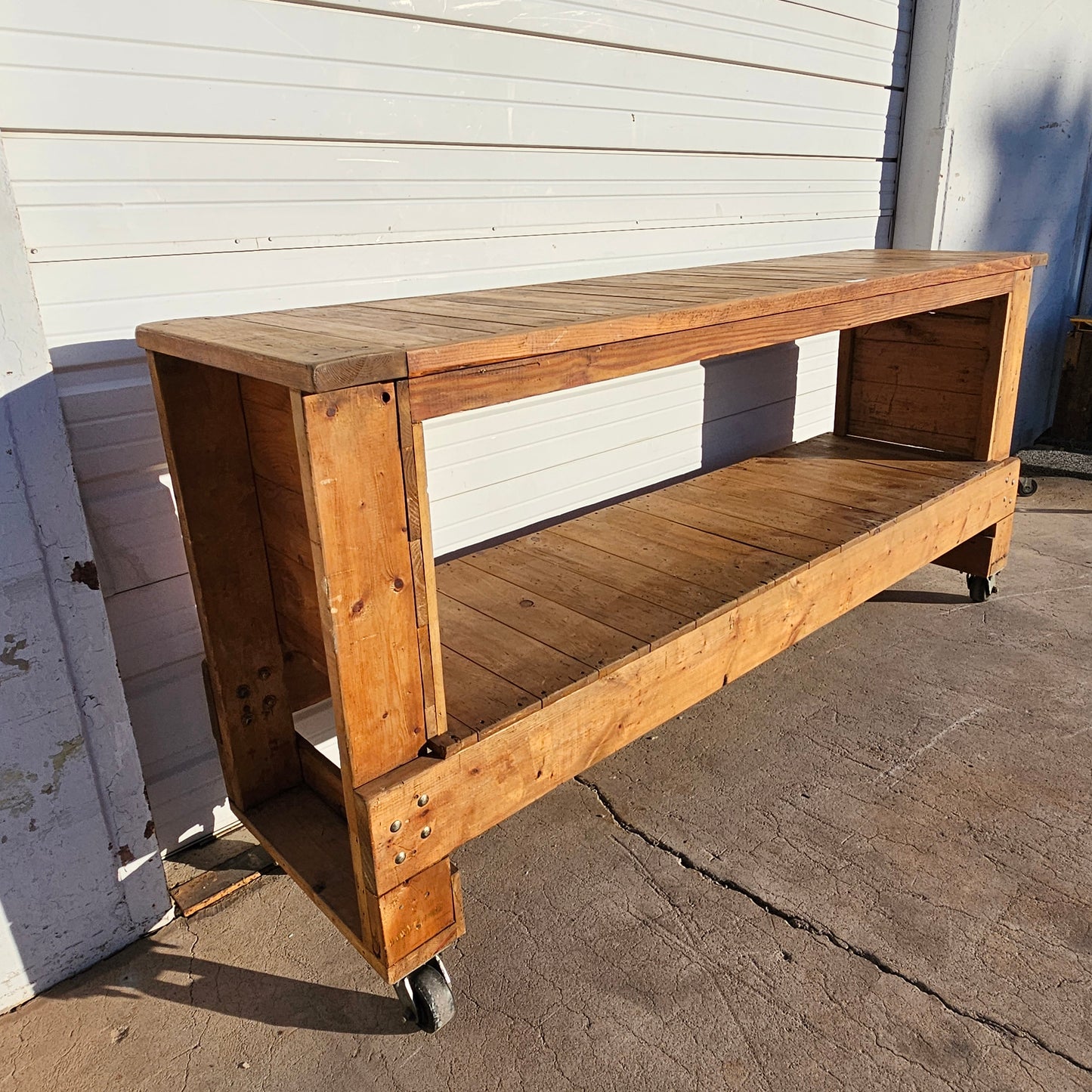Long Wooden Industrial Work Table / Island