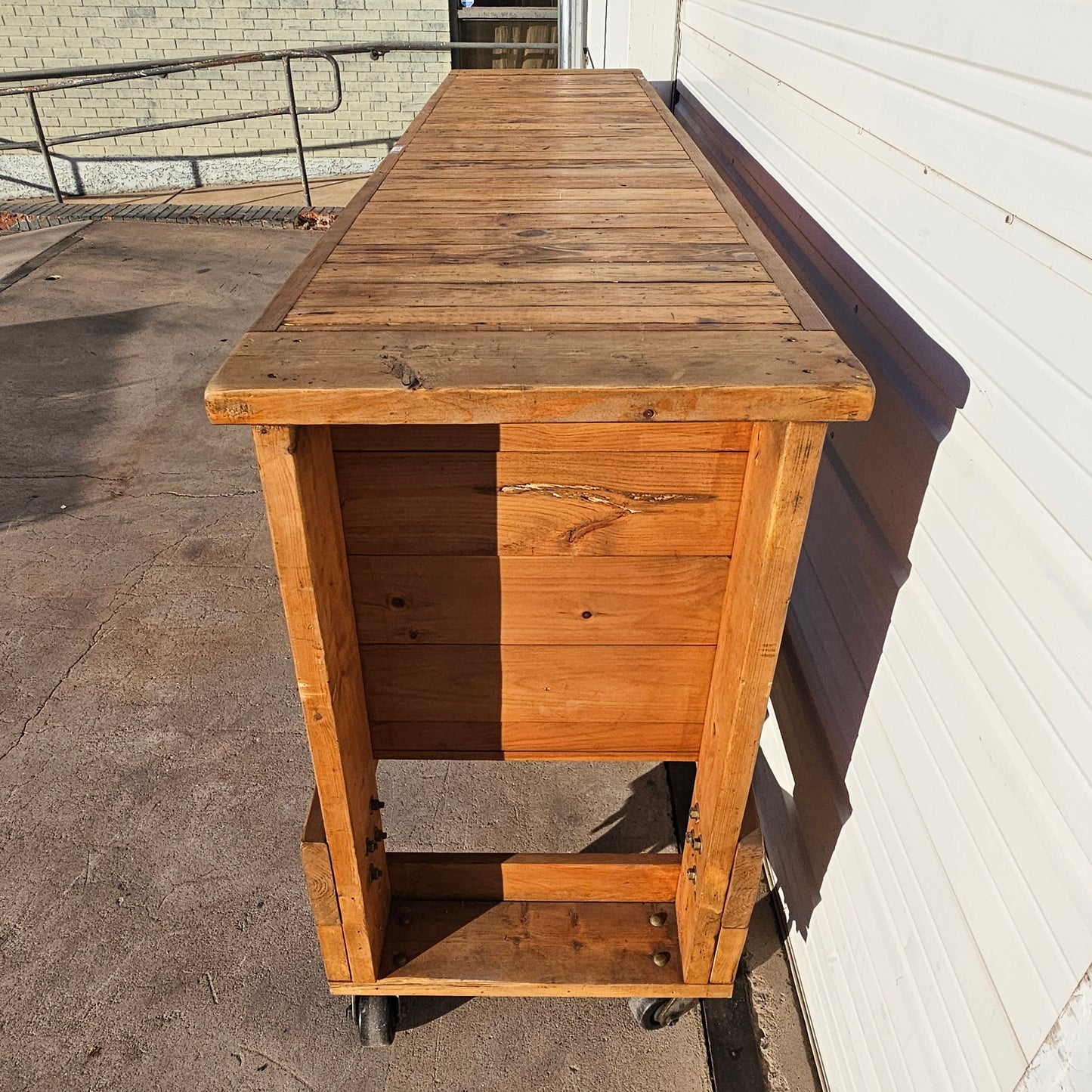 Long Wooden Industrial Work Table / Island