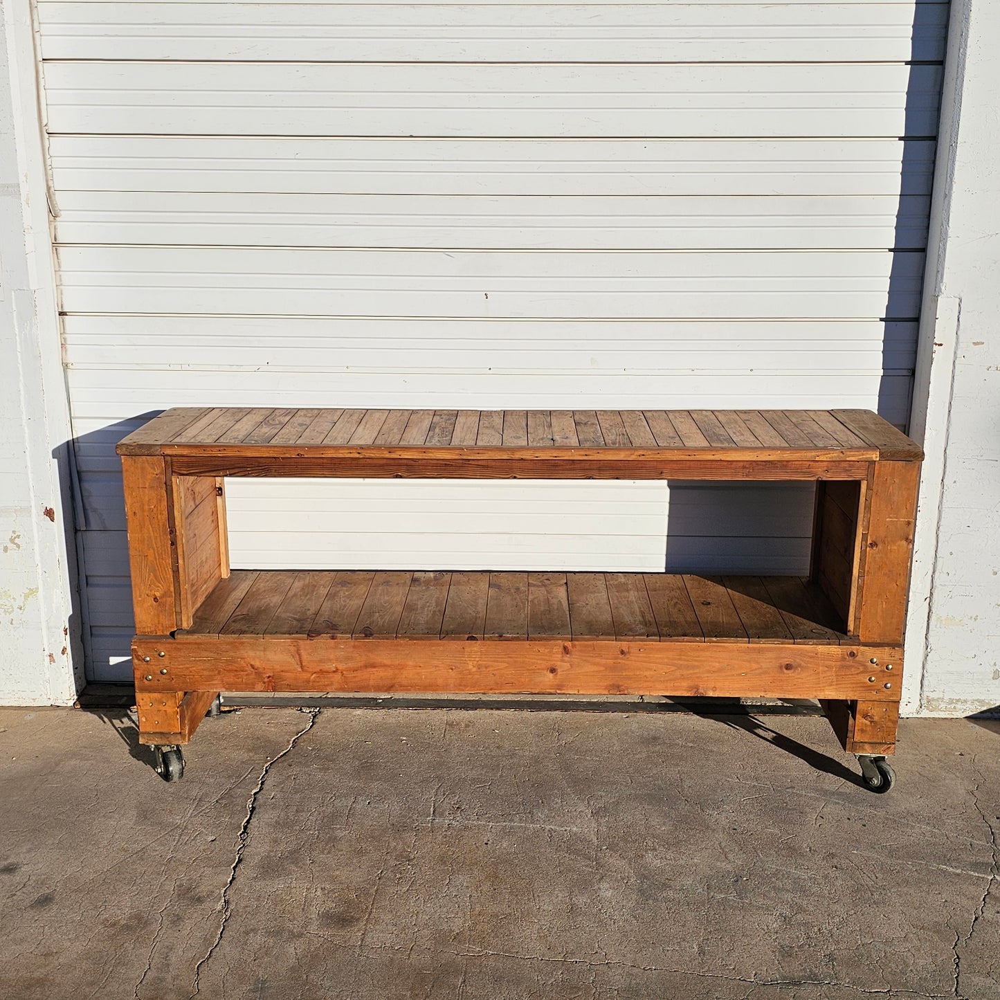 Long Wooden Industrial Work Table / Island