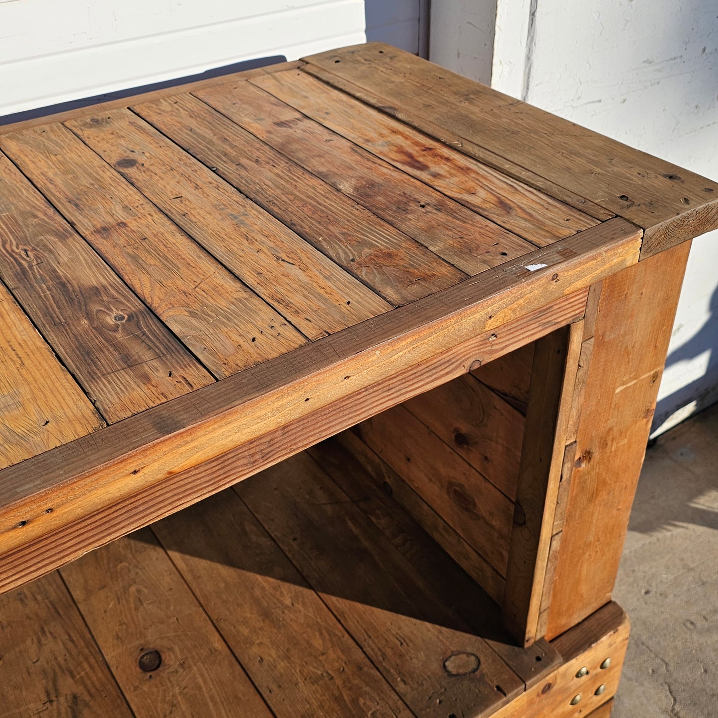 Long Wooden Industrial Work Table / Island