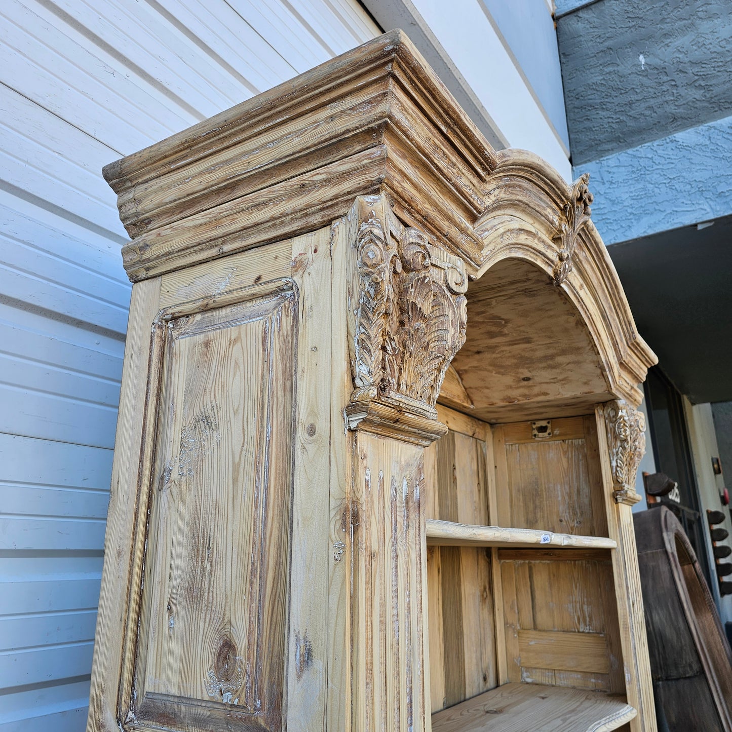 Stripped French Pine Display Cabinet/Bookcase