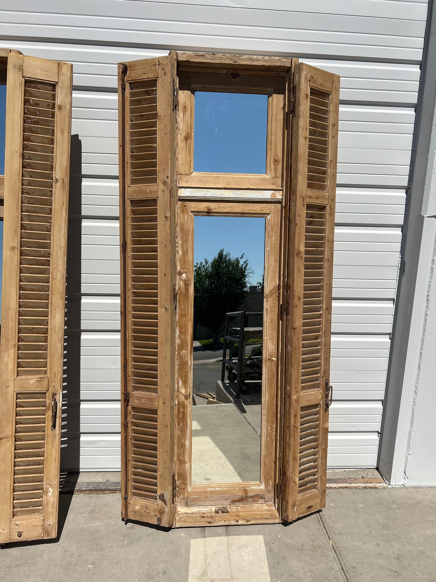 Rectangle Single Pane Mirrored Window and Transom Shutter Set