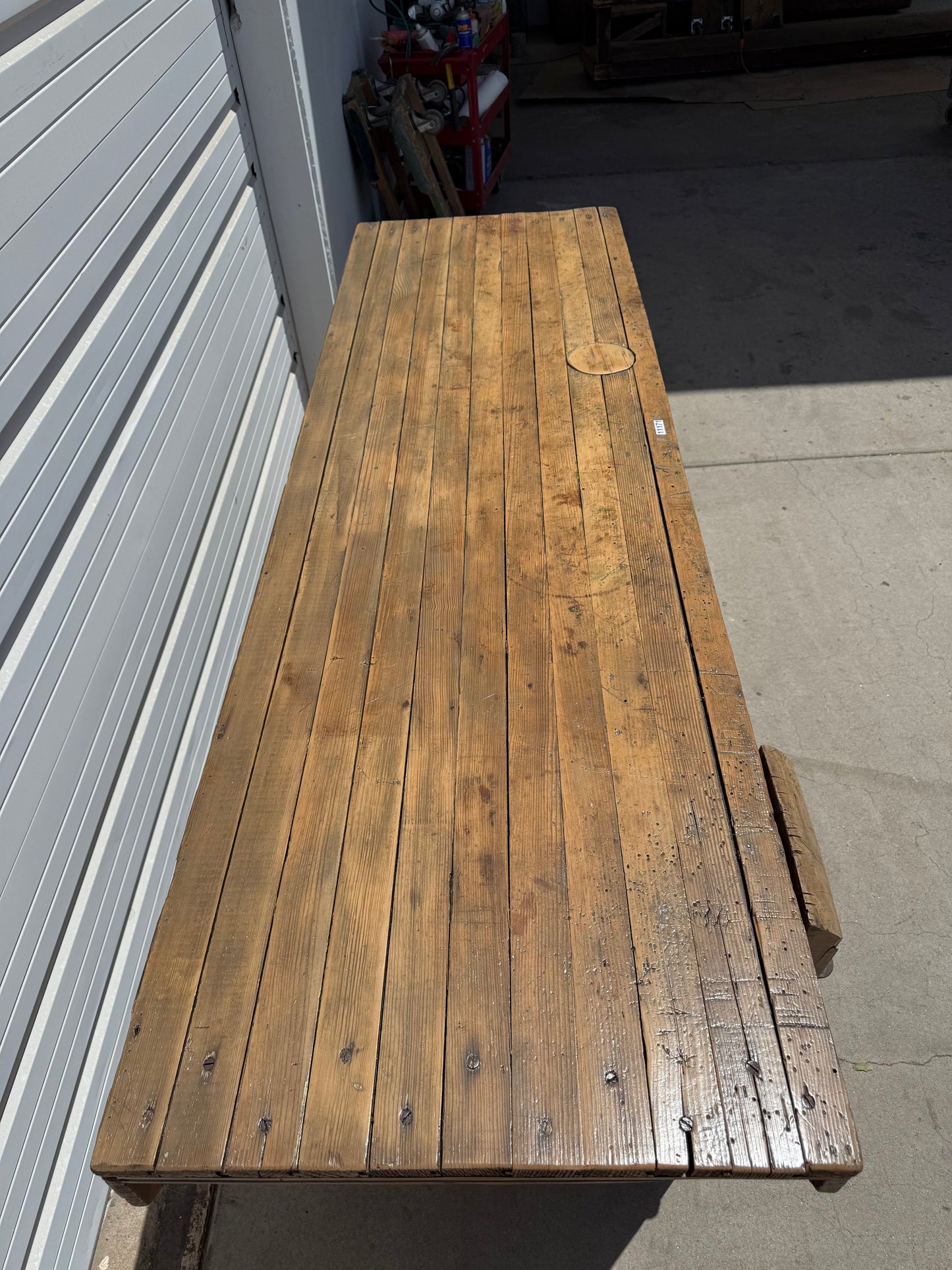 Antique Grey Work Table with Vise