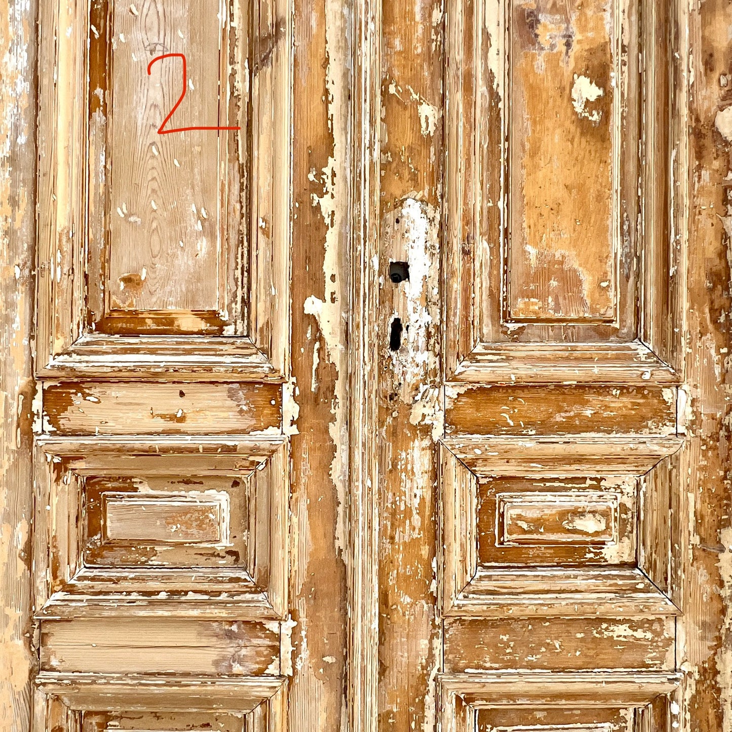 Pair of Antique 4 Panel Washed Wood Doors