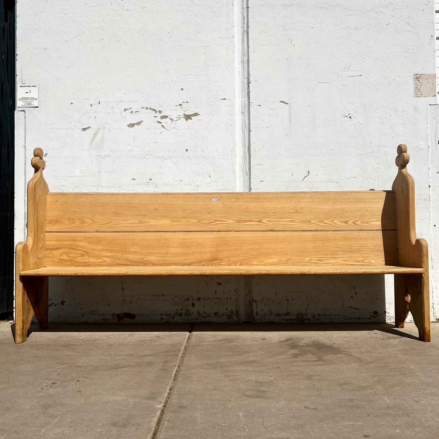Large Bleached Gothic Church Pew