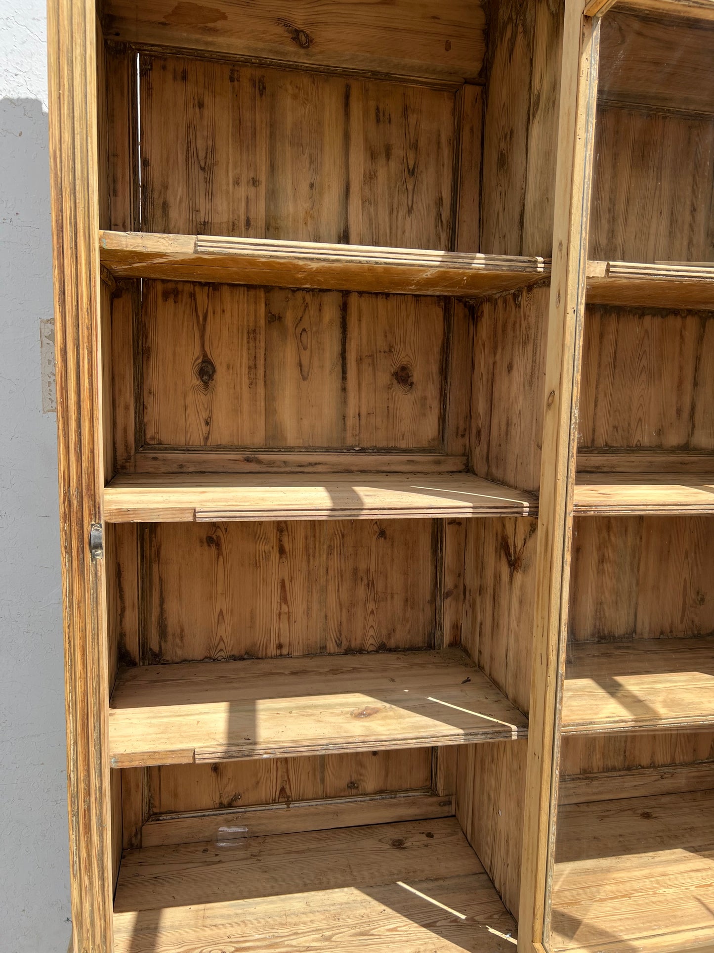 Antique 3-Section Wood Display Cabinet