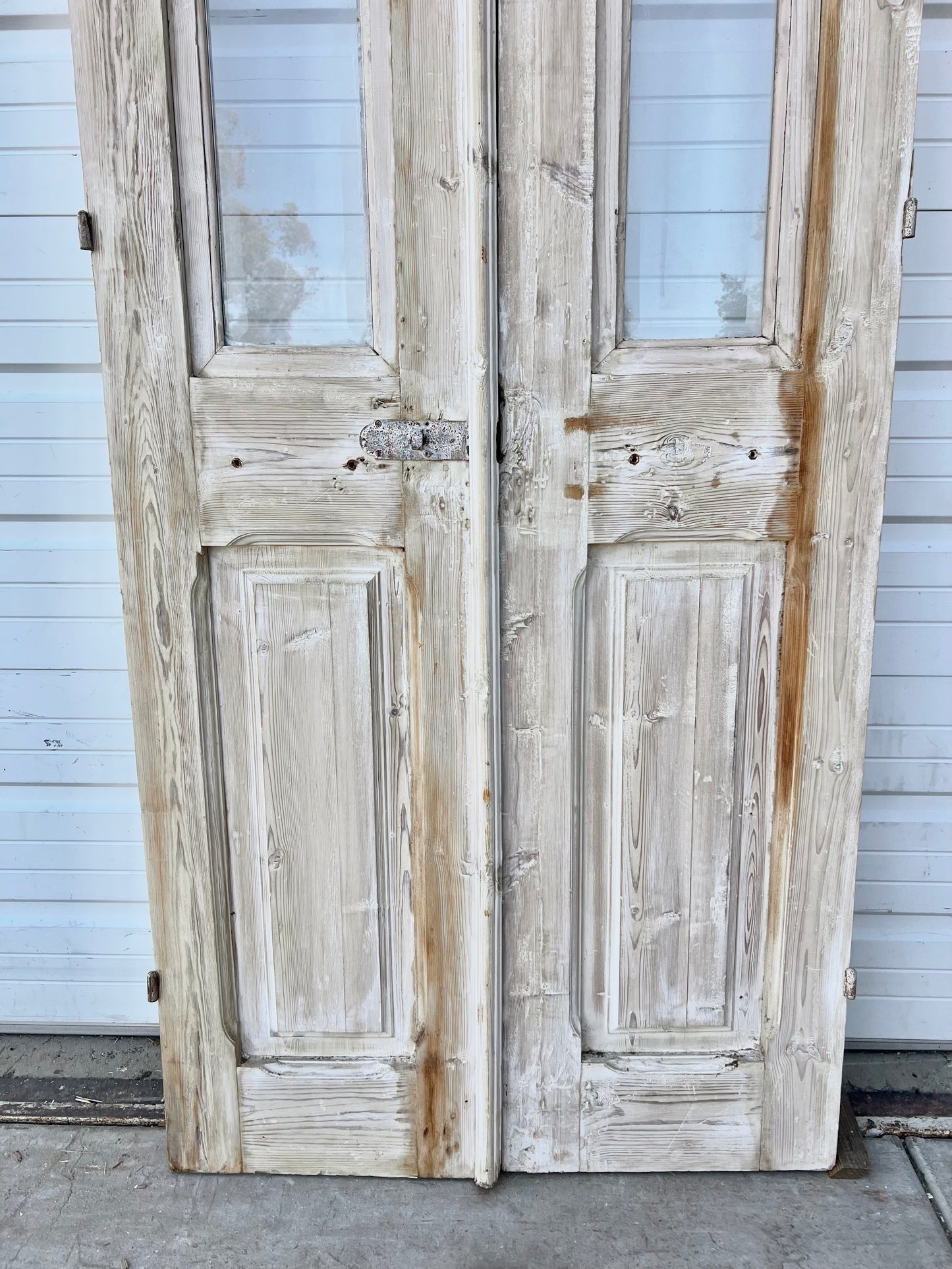 Pair of Washed Wood Doors w/2 Lites