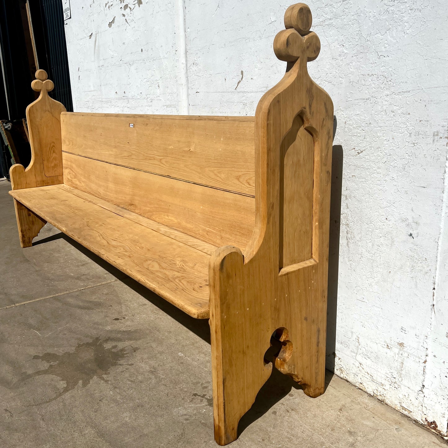Large Bleached Gothic Church Pew