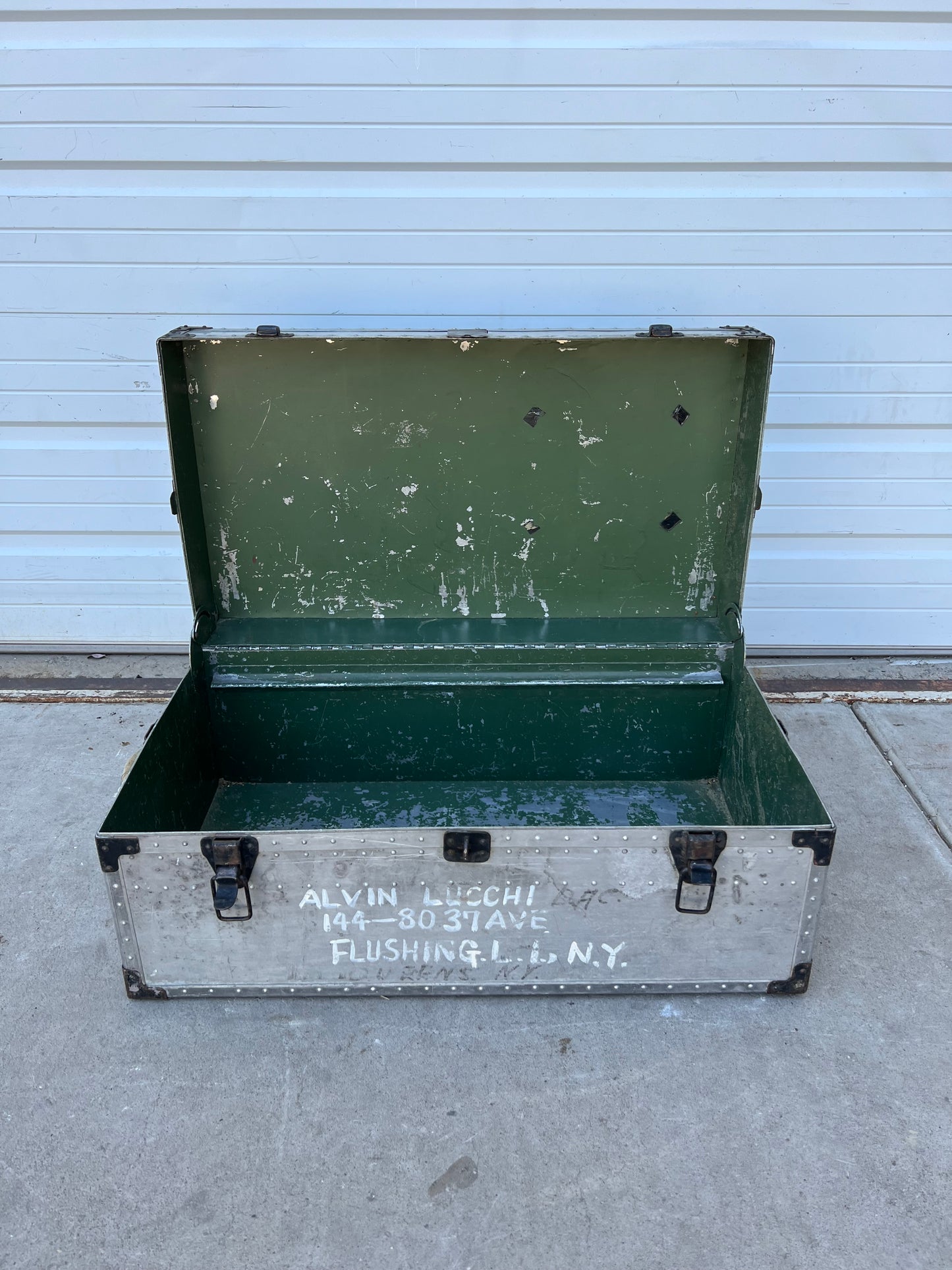 Vintage Aluminum Metal Trunk