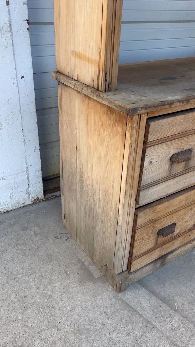 General Store Two Piece Antique Display Cabinet
