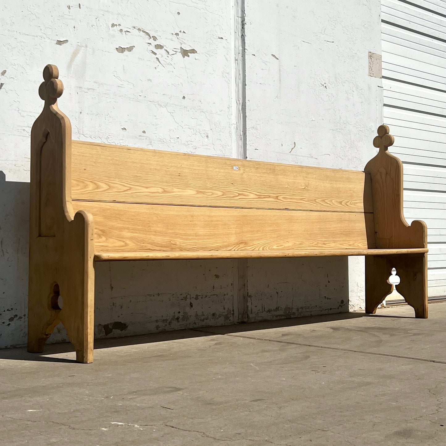 Large Bleached Gothic Church Pew