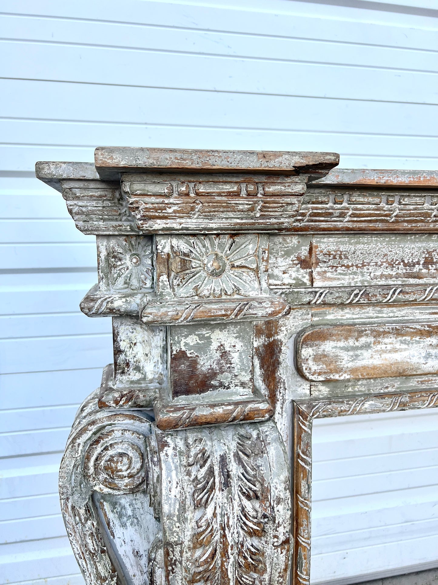 Painted and Carved Fireplace Mantel