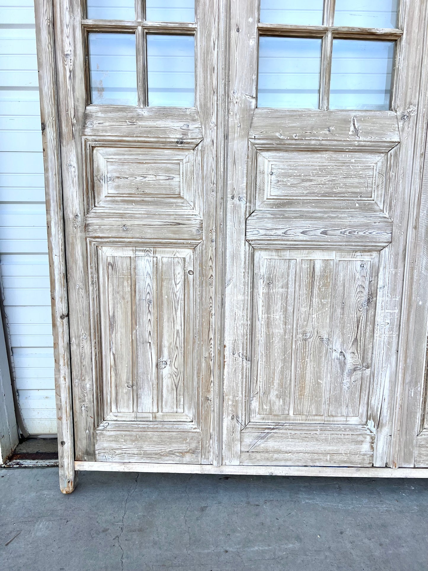 Set of 4 Washed Wood Doors and Transom w/56 Lites