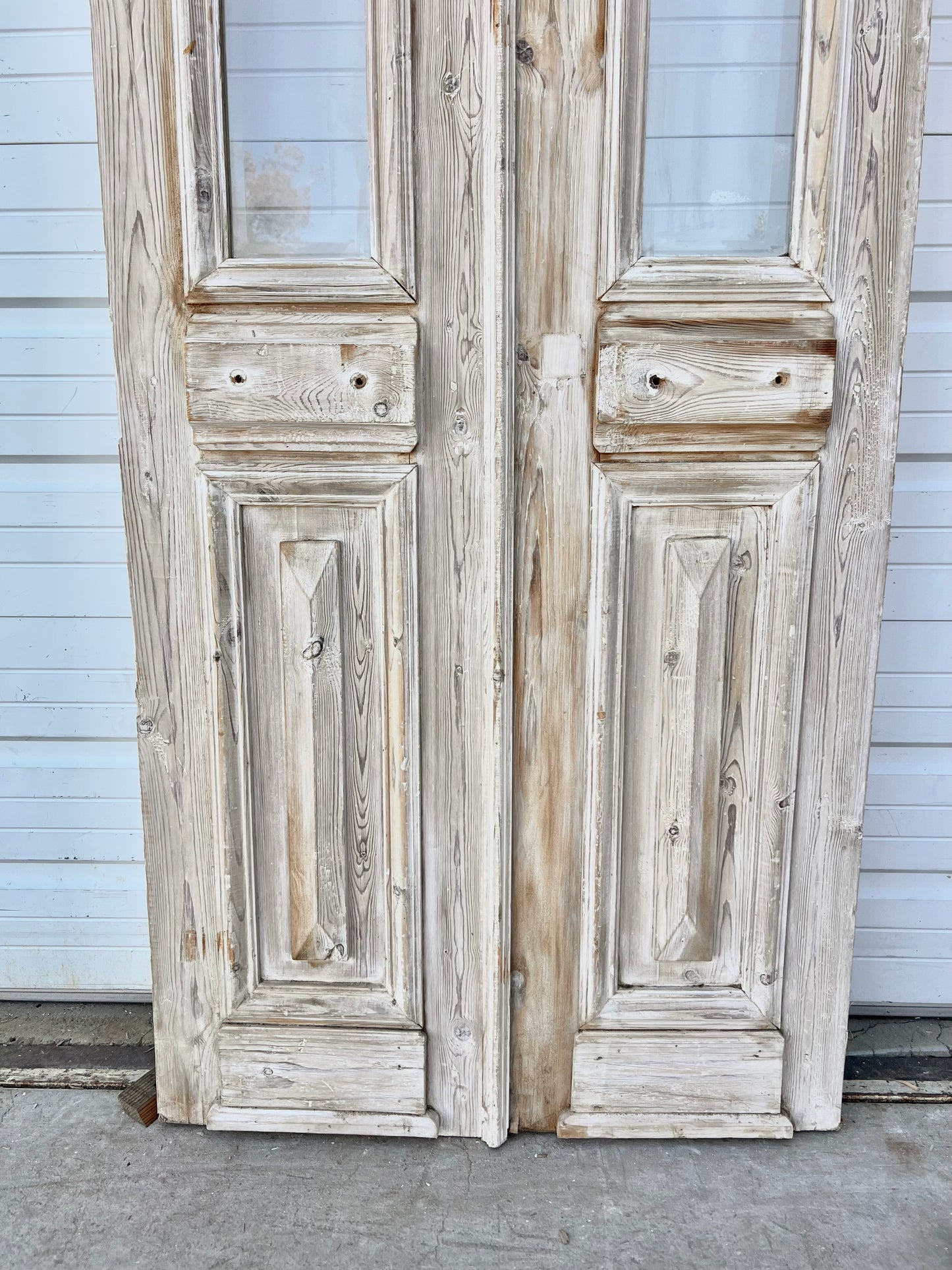 Pair of Washed Wood Doors w/2 Lites