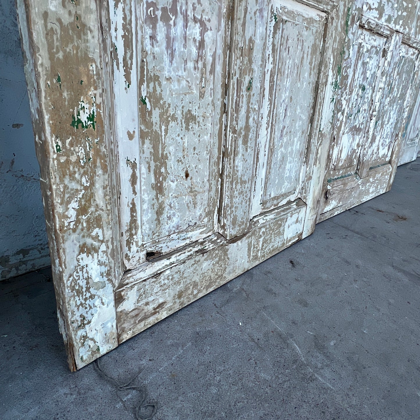 Pair of 2 Panel 15 Lite Painted Wood French Antique Doors