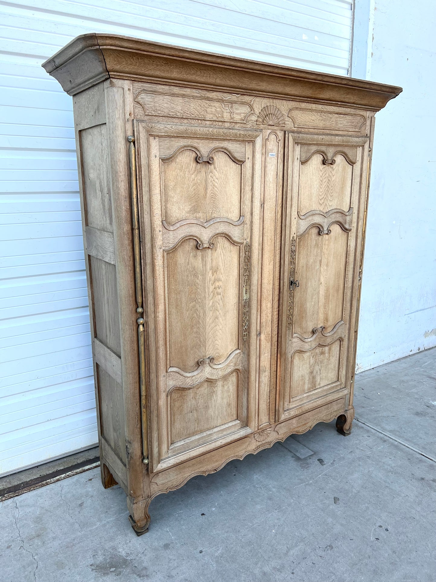 Bleached French Wardrobe Cabinet / Armoire, C.1840 Normandy, France