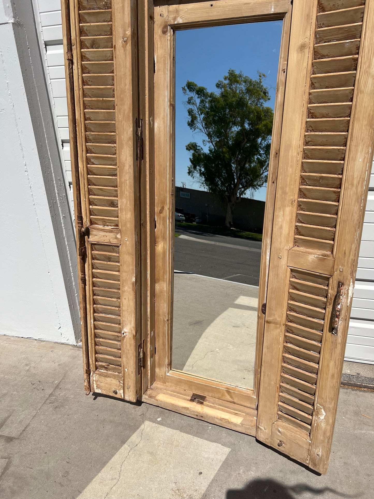 Rectangle Single Pane Mirrored Window and Transom Shutter Set